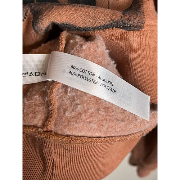 BLIND ROOSTER Fleece Crewneck Pullover Rust Medium Fall Floral Goth Skull Art - Picture 6 of 7